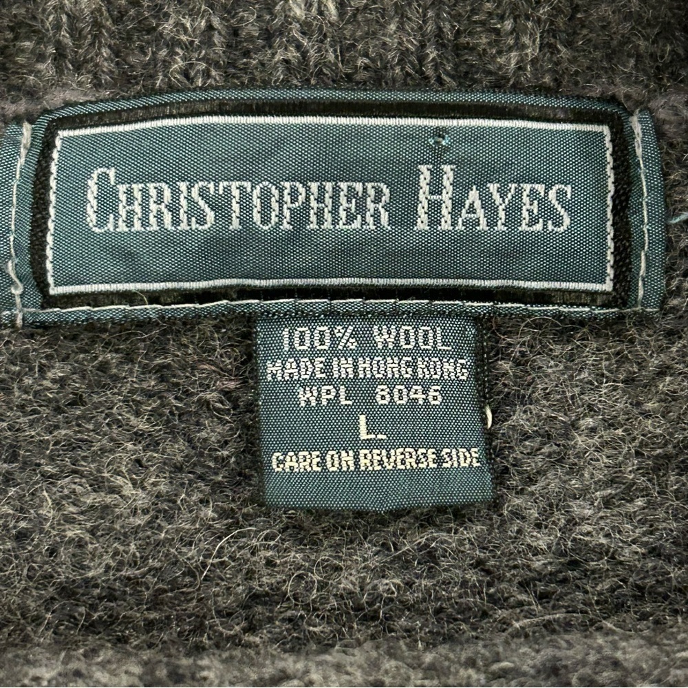 Vintage Christopher Hayes Crewneck 100% Wool Knit Argyle Sweater Size Large - Picture 6 of 8